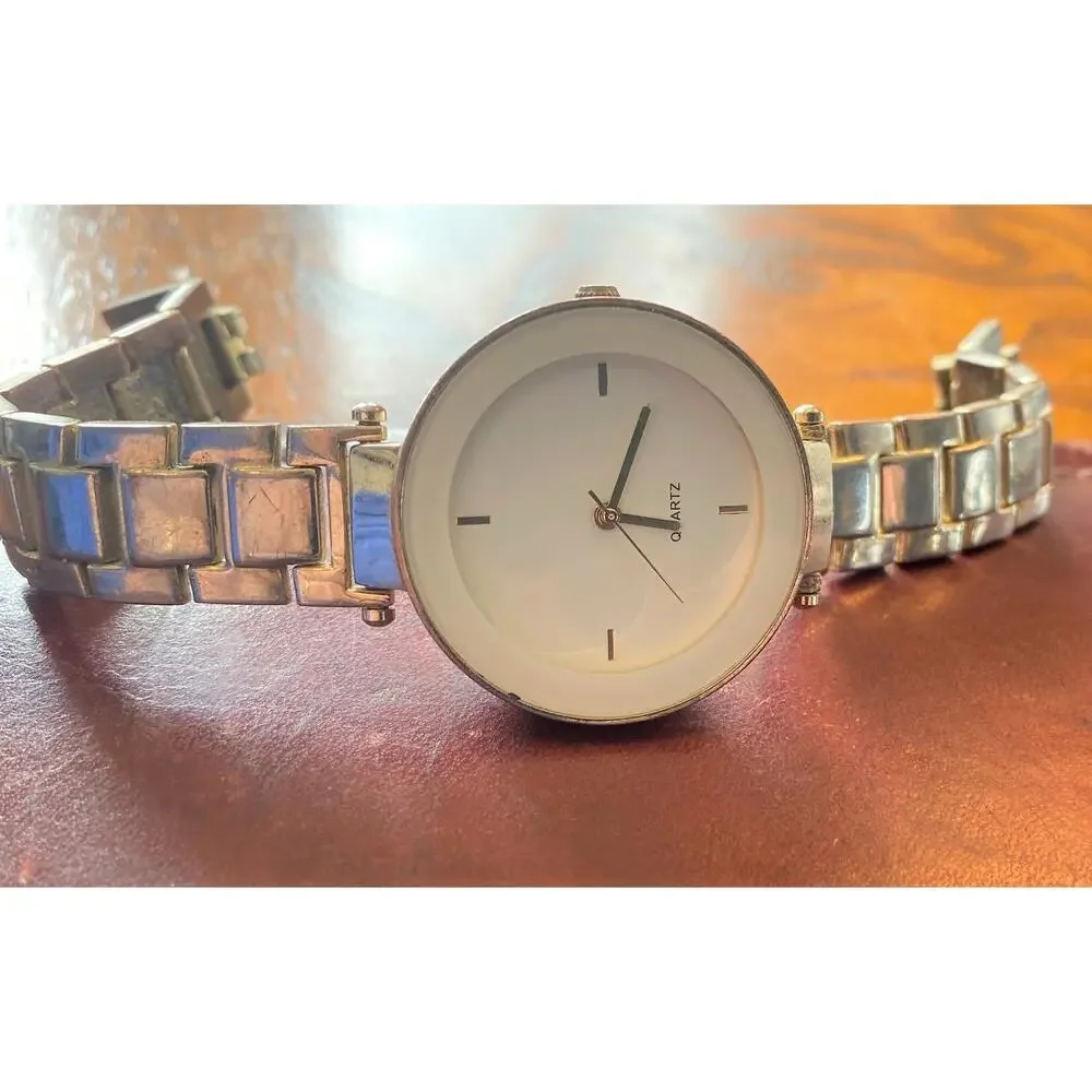 Women's 32mm Gold Tone Watch with White Bezel